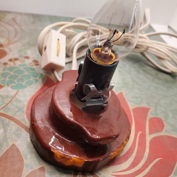 Vtg Ceramic Brown Owl Bedside Night Light Up Eyes 6 Inch Electric Switch Lamp - Picture 10 of 15